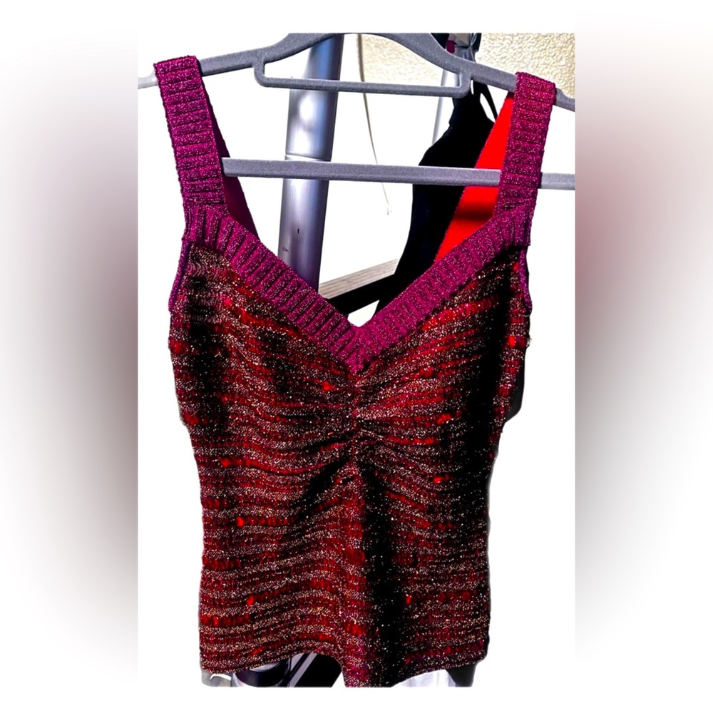 HERVE LEGER GLITZ QUALITY SLEEVELESS TOP ZIP CLOSURE IN BACK XS FITS TRUE TO SIZ